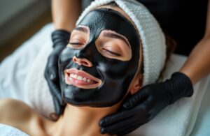kvinna som njuter av en carbon laser peeling